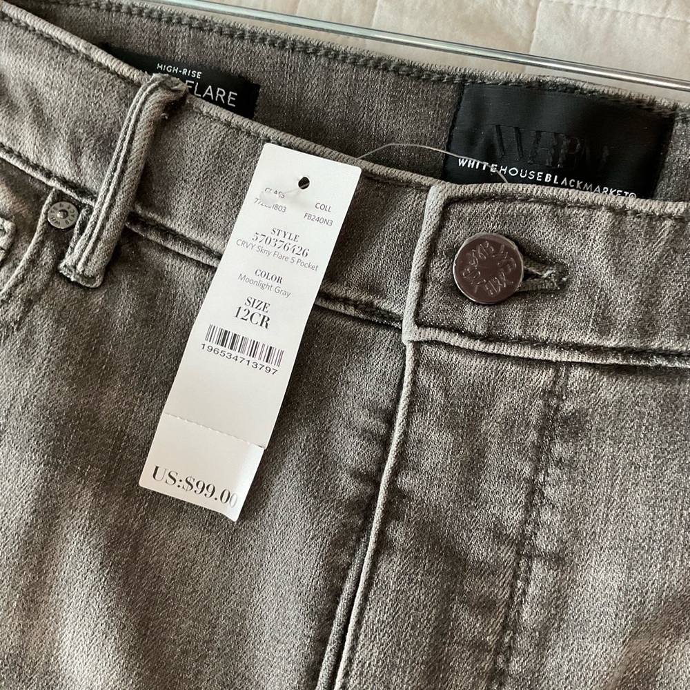 White House Black Market Gray Straight Leg Jeans - Picture 9 of 10